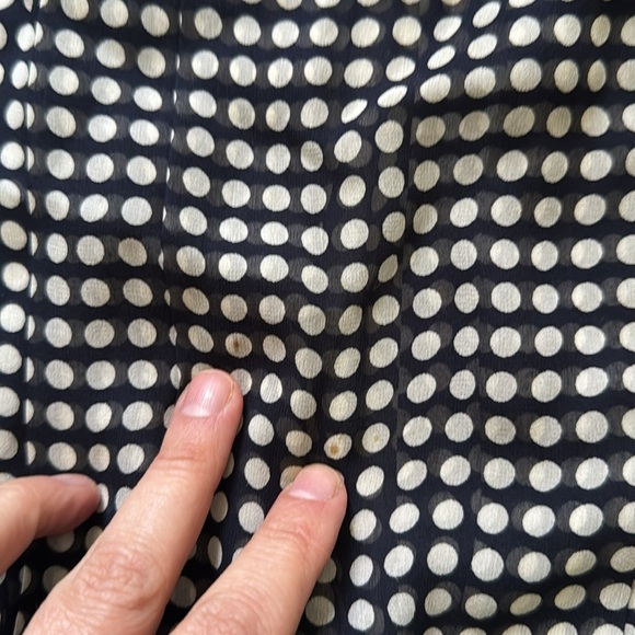 Vintage 80s Albert Nipon 100% silk polkadot pleated semi sheer dress 12 - Picture 8 of 10